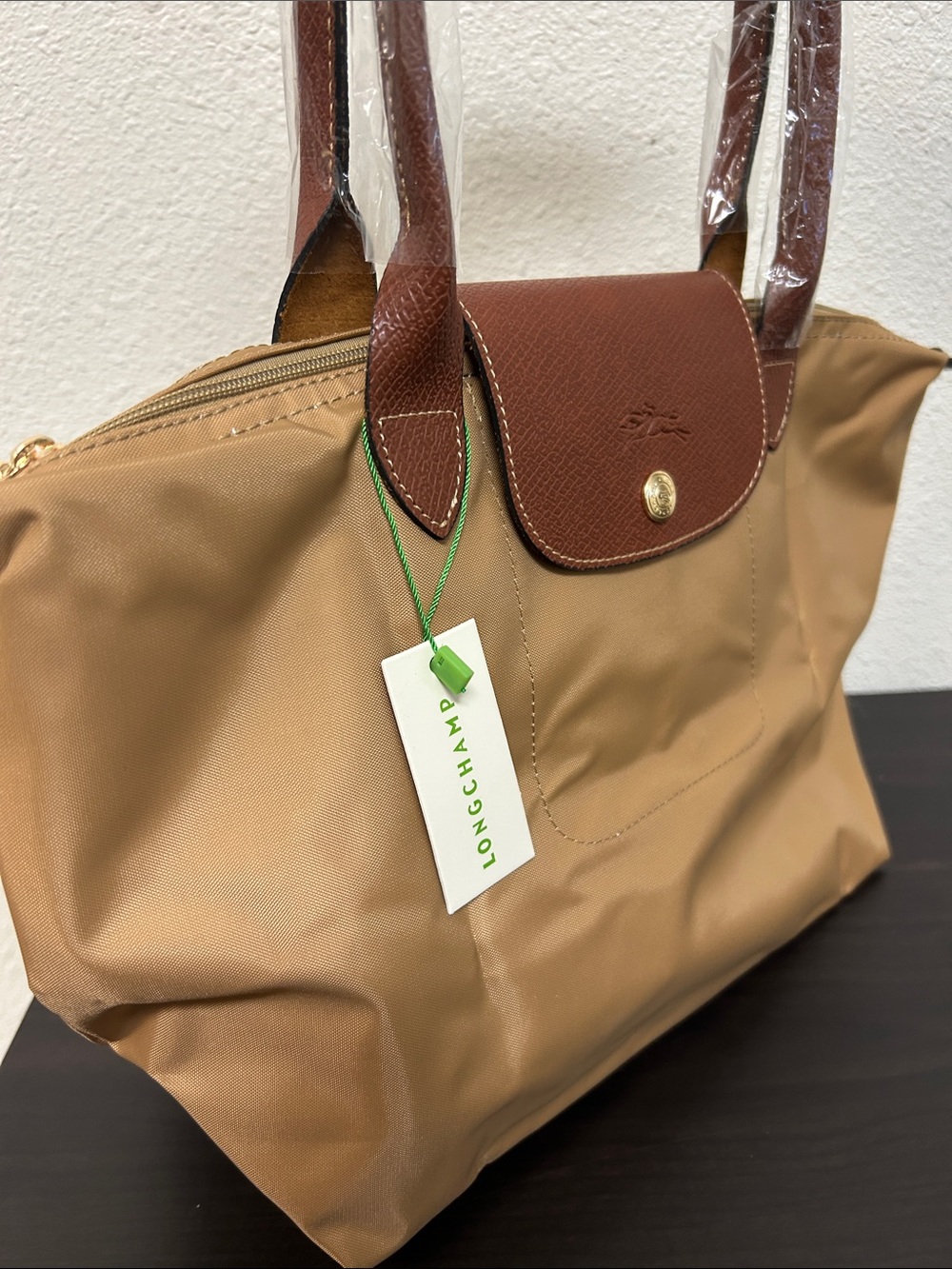 Longchamp Medium Yellow Tote with Brown Leather Trim - Picture 4 of 6